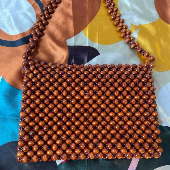 Vintage Japanese Wood Beaded Bag 🧮 - Picture 7 of 7